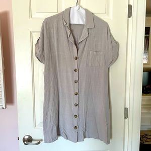 Grey Button-Down Shift Dress